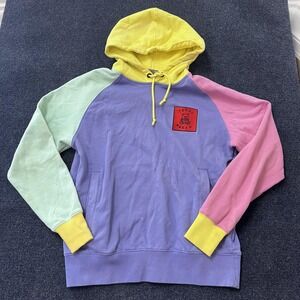 Teddy Fresh Hoodie Mens Small Pastel Colorblock Pullover Embroidered Patch Logo